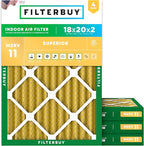 Filterbuy 18x20x2 Air Filter MERV 11 (MPR 1200) Allergen Defense Replacement (4-Pack), Electrostatic Pleated HVAC AC Furnace Filters, Made in USA (Actual Size: 17.50 x 19.50 x 1.75)