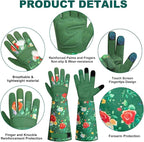 DLY Gardening Gloves,Leather Rose Gloves,Women's Long Glove for Gardening Work and Yard Work,Durable and Comfortable(Small, Green
