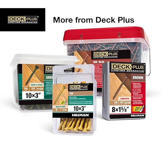 Deck Plus 2-1/2 Inch Epoxy Coated Exterior Wood and Fence Screws #10 x 2-1/2" Torx/Star Drive Included Coarse Thread, Outdoor Rust Resistant Decking Screw, Green, 1lb Box, 73 Pieces | 48401