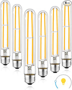 Long T10 LED Bulb, 7.3in Vintage Edison Dimmable Bulb 6W 2700K Warm White Tubular Bulbs, E26 Medium Base Clear 600LM 60W Equivalent for Cylinder Pendant Wall Sconces Chandelier Vanity 6Pack