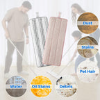 JOYMOOP Mop Replacement Pads, Reusable Microfiber Mop Pads for 13-inch Flat Mop and Mop Bucket Set, Pack of 4 Refills - Stripe and Pink