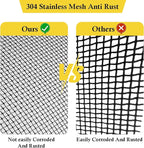 fowong 304 Stainless Steel Mesh Window Screen Roll, Black 35INx10FT Window Screen Replacement, Durable Metal Wire Mesh for Door, Patio, Porch, DIY, Easy to Cut and Install (20 x 22 Mesh)