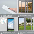 Adjustable Window Security Bars, Window Locks Bars for Inside Windows Prevent Burglary, Window Safety Bars for Children Security, Window Stoppers for Extends from 16.3-29.3 in(Steel 1 pcs)