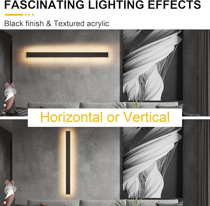 Outdoor Lights 2 Pack,Modern Outdoor Wall Light Long Strip LED Wall Sconce IP65 Anti Rust Warm Light Fixture 3000K Exterior Wall Mount Lights for Entrance, Hallway, Garage, Porch