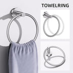 TURS Brushed 5 Piece Bathroom Hardware Set, SUS304 Stainless Steel Bath Towel Bar Set, Bathroom Towel Rack Set Wall Mounted