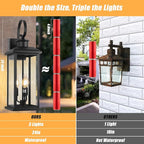 Large Outdoor Wall Light Fixture: 24in Black 3-Light Modern Porch Lantern, Waterproof Exterior Lighting Sconce Wall Mount, Outside Lamp for House Garage E12 Base