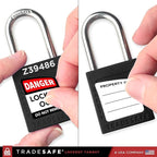 TRADESAFE Lockout Tagout Lock Sets, 10 Black Keyed Alike Safety Padlocks, 2 Keys Per Lock, OSHA Compliant Loto Locks, for Lockout Tag Out Stations - Premium Grade