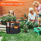 Garden Tools Set, Carsolt 10 Piece Stainless Steel Heavy Duty Gardening Tools Set for Planting Pruning Gardening Kit with Durable Gardening Bag Gloves Gift Box Ideal Garden Gifts for Women Men(Orange)