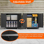 Garage Storage Cabinet with Wheels & Pegboard, 34.3" H Locking Metal Tool Storage Cabinet with Doors and Shelf & 4 Hooks for Garage, Home, Workshops, Assembly Required, Black