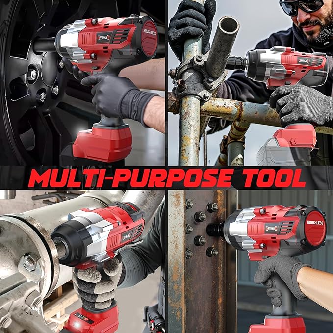 Cordless Impact Wrench 1/2 inch Compatible with Milwaukee 18v Battery, 1700 Ft-lbs High Torque Impact Driver with 6Pcs Sockets & Storage Case, Electric Impact Gun with 4-Speed & LED Light