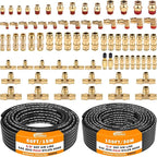 CheeMuii 76 PCS Brass DOT Air Line Fittings with 100FT 1/4" and 50FT 3/8" DOT Air Line Kit Push Lock Air Fitting Quick Connect & NPT Thread Fittings with Pneumatic Tubing Set