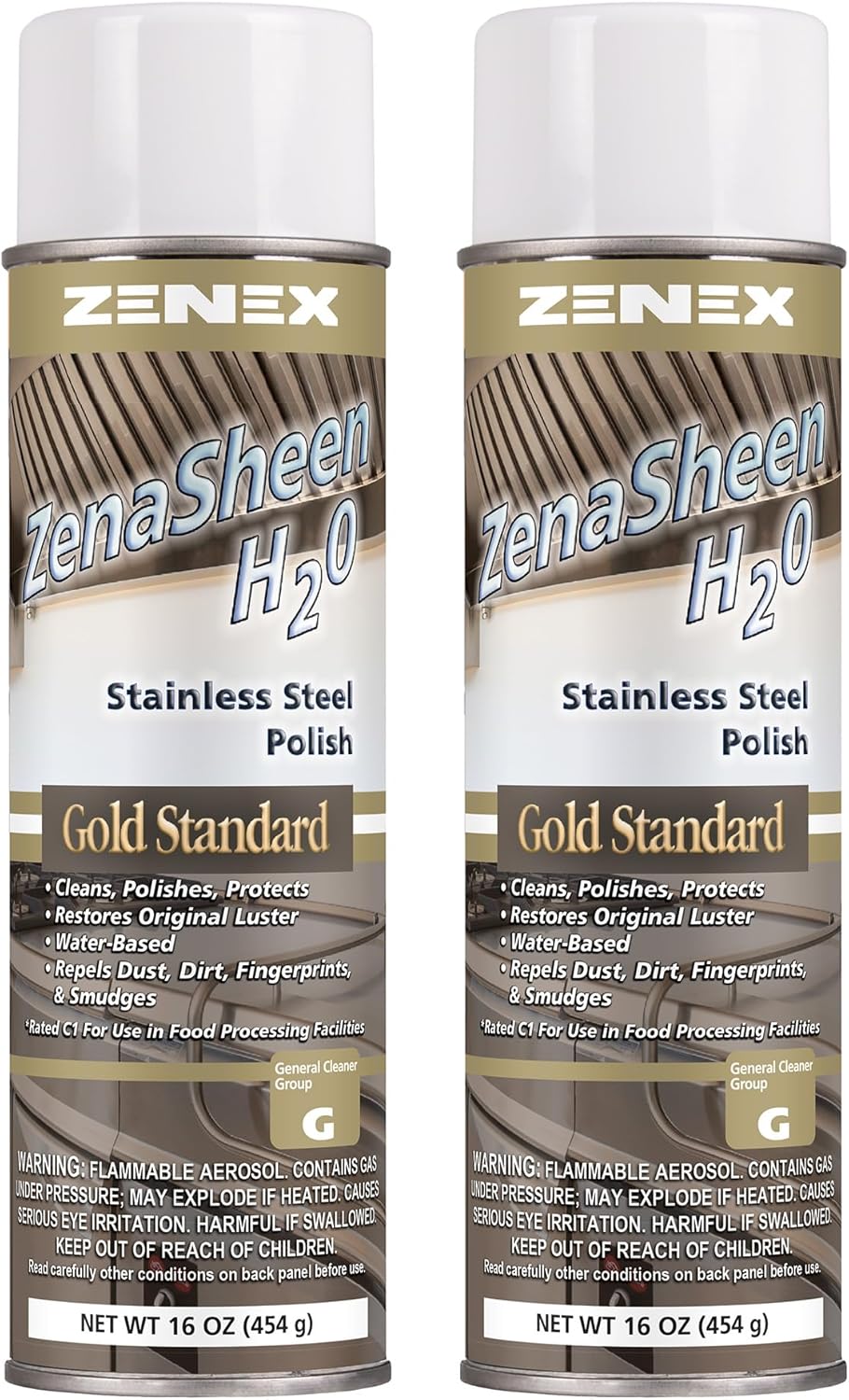 Zenex ZenaSheen H20 Stainless Steel Polish - Professional-grade Water-based Metal Cleaner, Polish & Protectant | Remove Grime & Restore Shine | Stainless Steel, Chrome, Brass & More | 16 oz (12 Pack)