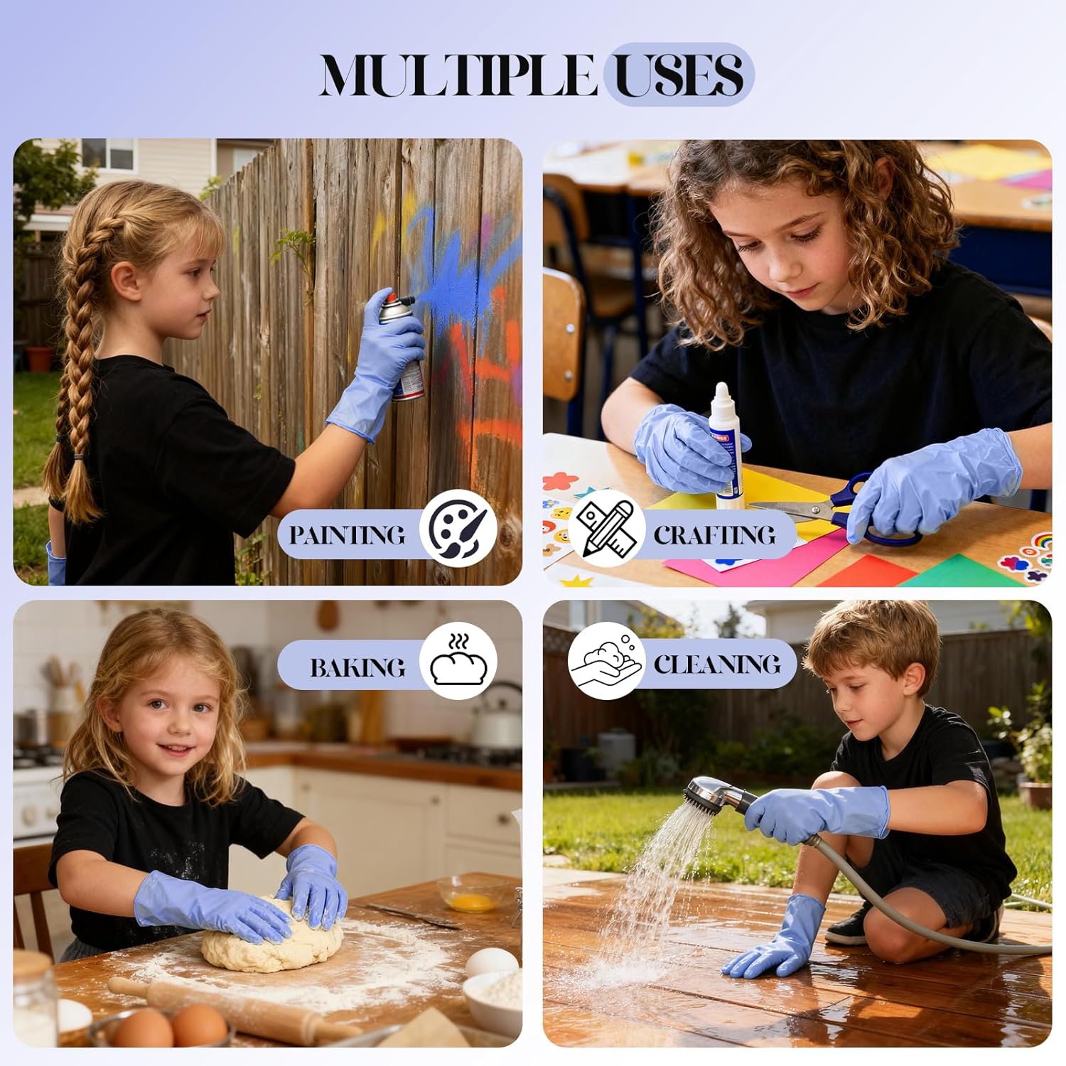 Kids Disposable Gloves, SmalNitrile Gloves for Cleaning, Cooking, Gardening