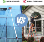 23 ft High Reach Window Squeegee & Cobweb Duster with Extension Pole, 2 in 1 Squeegee for Window Cleaning, Spider Web Brush with Lightweight 4-16.5 ft Telescoping Pole for Outdoor Indoor Car Cleaning