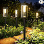 Solar Pathway Lights Outdoor,8 Pack Bright Solar Lights Outdoor,IP65 Waterproof Solar Garden Lights Solar Powered Landscape Lighting for Yard Patio Walkway Driveway Pathway (Warm White)