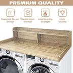 Royxen Laundry Countertop with 2-Tier Shelf Universal Fit, Washer and Dryer Countertop with Storage Space, Shelf Height 11.5 Inches, White Oak