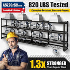 XLarge 64''W Power Tool Organizer Wall Mount | Modular&Corner-Fit 820lbs Garage Storage Rack with 8 Cordless Drill Holder | 4-Tier Heavy Duty Utility Shelf for Battery Workshop Organization