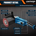 LDHTHOPI 1800W Burnishing Polishing Machine, 110V Handheld Electric Stainless Steel Polisher, 8 Variable Speed, 3100RPM for Metal with 2 Wheels, Stainless Steel, Wood