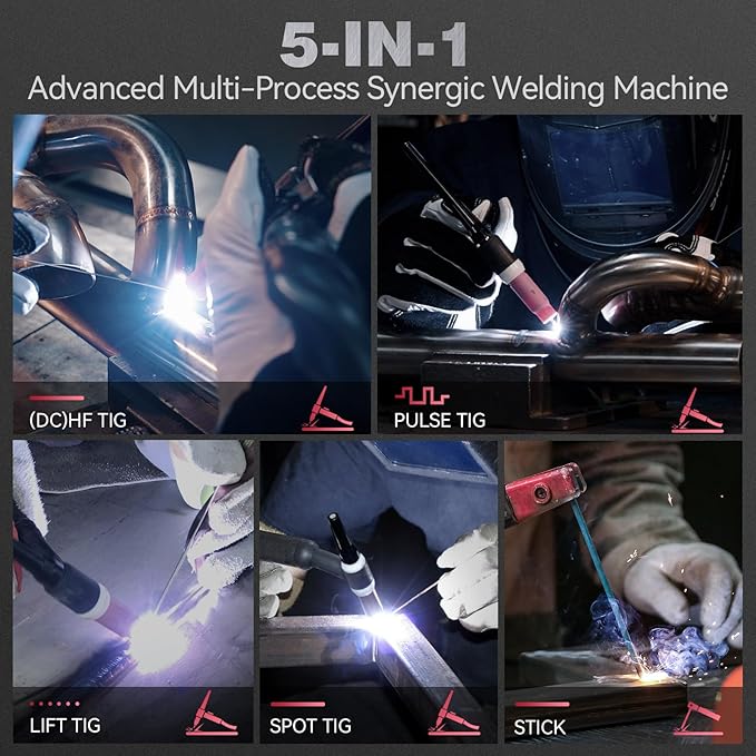 ARCCAPTAIN iControl TIG 205P Pro Welder With APP Control, 5 In 1 DC/Pulse/Lift/Spot TIG & Stick, Dual Voltage 120V/240V TIG Welding Machine With Large LED Display, 2T/4T, Smart Fan, Safety Protection