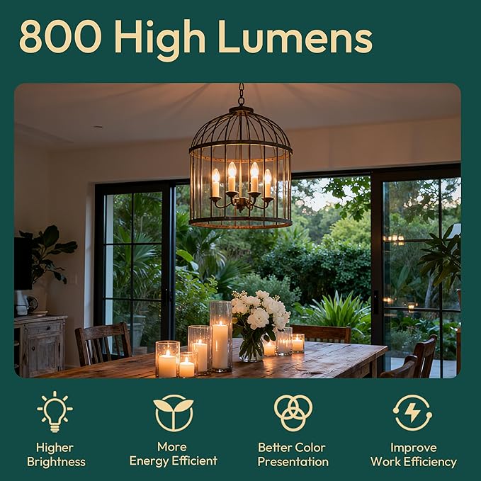 ALAMPEVER 800LM Super Bright Dimmable LED Light Bulb, E26 LED Bulb 100 Watt Equivalent, B11 2700K Soft White LED Candelabra Bulb, 5.5W, 6 Pack