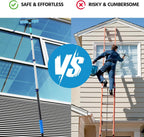 23FT High Reach Window Squeegee with Extension Pole, 2 in 1 Shower Squeegee for Glass Doors with 5-Stage 4-16.5 ft Telescoping Pole, Window Cleaner Tool for Shower Glass Home Car