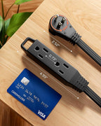 DEWENWILS 6FT Flat Plug Extension Cord, 360° Rotating Plug, 3 Prong Ultra Thin Power Strip, 13A/125V/1625W, 16 Awg Grounded Flat Power Cable for Indoor Narrow Space, SPT-3, ETL Listed, Black