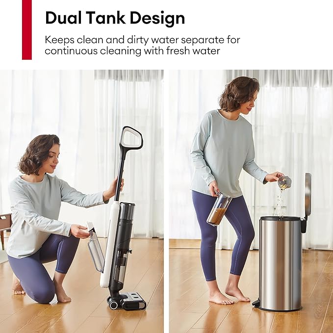 Ultenic Wet Dry Vacuum Cleaner, Cordless Vacuum Mop Combo with Self-Cleaning, 50min Runtime, Smart Mess Detection, Edge Cleaning, LED Display, 3-in-1 Floor Cleaner Machine for Hard Floor, AC1 Elite