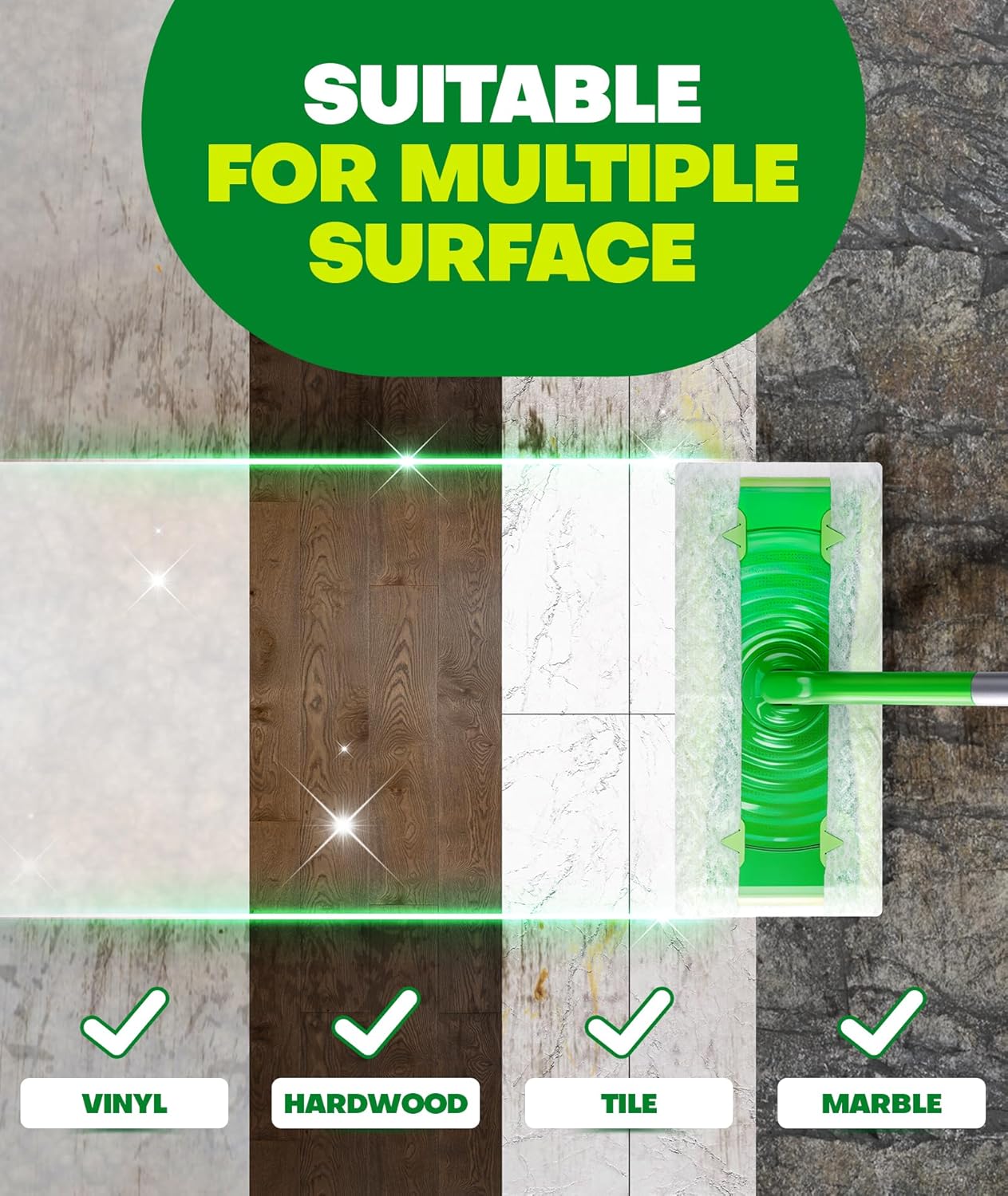 60 Count Dry Sweeping Cloths Refills for Swiffer Sweep + Mop, 4X Clean Power Sweeper Mop Pads to Clean Hair, Dirt, Dust, Disposable Unscented Dry Cloths Refills for Mopping Home, Bathroom, Kitchen