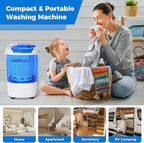 COSTWAY Mini Portable Washing Machine, 5.5 lbs Capacity, Compact Laundry Washer with Spin Tub & Drain Hose, Perfect for Apartment Dorms RV Home (Blue)