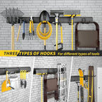 48 Inches Garage Storage, Garage Organization, Wall Mount Garden Tool Organizer, 440lbs Adjustable Heavy Duty Metal Hanging Hooks, Yard Rack Hanger System Shovel Rake Broom Ladder Holder, Men Gift