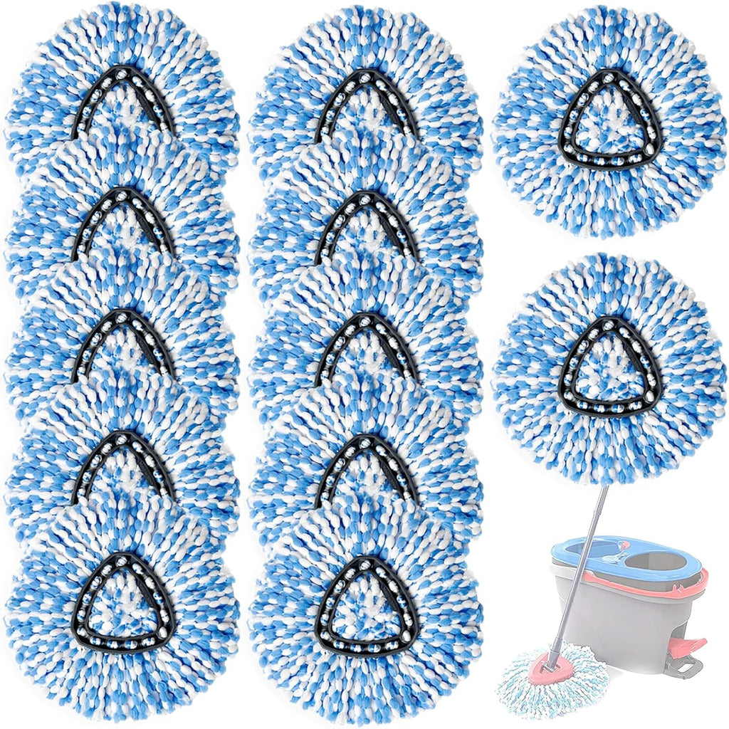 12 Pack Spin Mop Replacement Head, Only Fit for RinseClean 2-Tank System, Microfiber Spin Mop Refill Head Replacement Easy Wring Mop,Spinning Mop Replace Head for Floor Cleaning