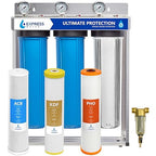 Express Water Whole House Water Filter System | Ultimate Protection | 3 Stage Water Purifier Whole Home, Heavy Metal + Anti-Scale Filters, High Reduction in Scale, Chlorine, PFAs, Lead, Arsenic & more