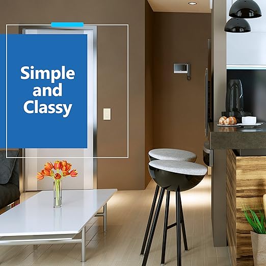 LIDER Minimalist Design Matte Finish Lighted Decorator Switch, Frameless Paddle Light Switch with Locator Light, Grounding Screw, 15A 125V, UL Listed, LS15-1P-LA, Light Almond