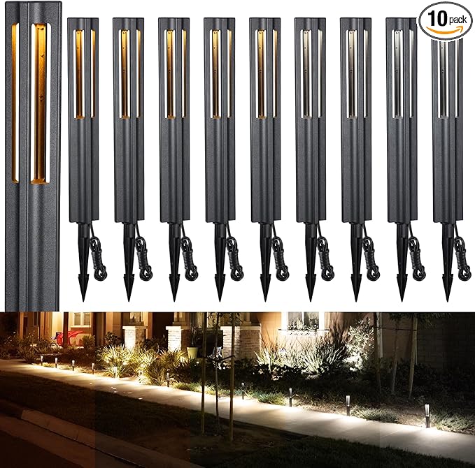 LEONLITE 5CCT 10-Pack Low Voltage Landscape Pathway Lights, Update 1800K2700K3000K4000K5000K Selectable, LED Bollard Path Light, 3W Outdoor Landscape Lighting for Driveway, Aluminum, 12-24V, ETL, IP65
