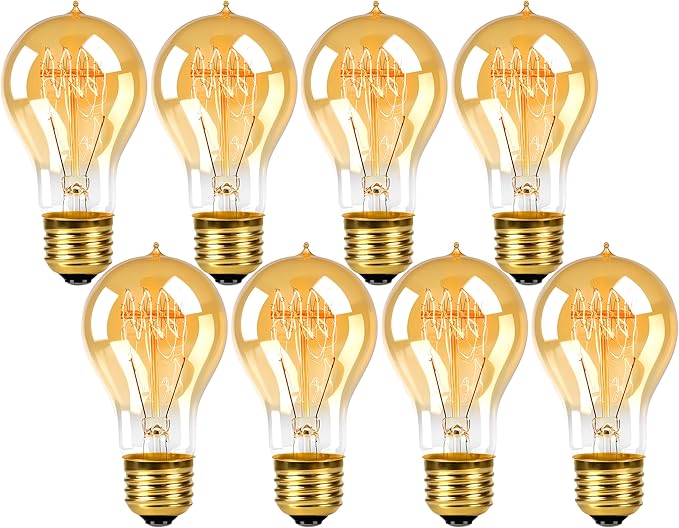 Warm Amber Bulb 40W for Decorative Fixtures, E26 Base Dimmable Warm Amber Vintage Bulbs for Indoor (Pack of 8)