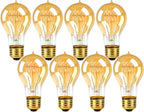 A19 Edison Light Bulbs 60w, Warm Amber, E26 Base Dimmable Vintage Bulbs for Decorative Lighting & Home Decor (Pack of 8)