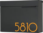 Vsons Modern Design Mailbox, Wall-Mount Mailbox Vsons Design Mitch B (Aluminum Black Powder Coated) (Black) (Black with Numbers)