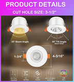 CLOUDY BAY 3inch Eyeball Smart LED Recessed Lights,Color Changing Recessed Lighting,Compatible with Alexa and Google Home Assistant,Pack of 4