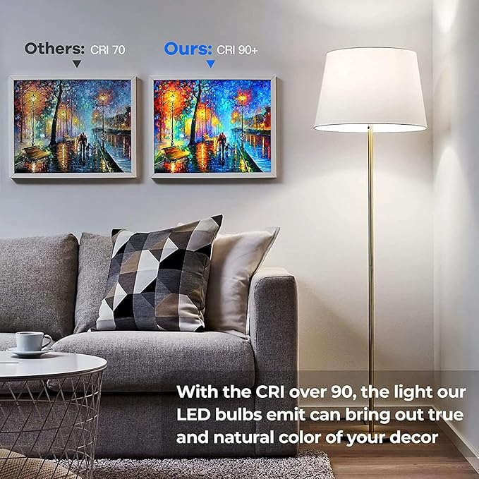 T10 LED Bulb E26 60 Watt Dimmable 7.3 INCH Tubular Long Light Bulbs, 5000K Cool White Tube Light Bulb for Candelabra, Wall Scones, Chandelier and Ceiling Fan, 120V 600Lumens 6 Pack