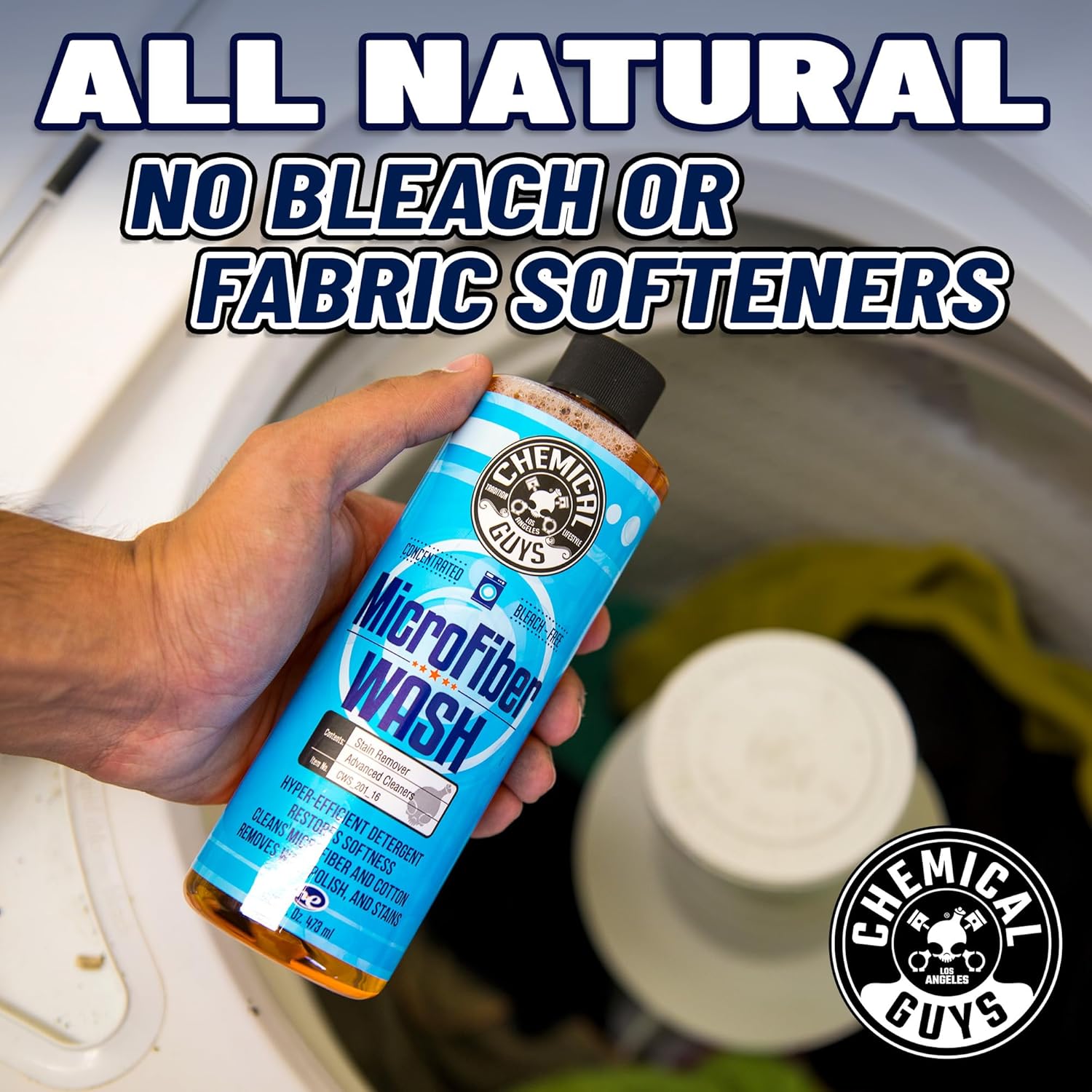 Chemical Guys Microfiber Cleaning Cloth and Towel Detergent – Concentrated Cleaner Removes Wax, Grease and Dirt – Restores Absorbency and Softness, Safe for Towels and Wash Mitts, 16 oz Orange Scent