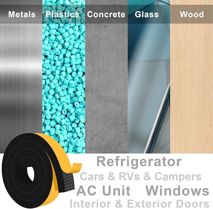 Weather Stripping Door Seal Strip, Adhesive Foam Insulation Tape for Doors and Windows, Closed Cell Weather Stripping for Door Frame, SoundProof Weatherproof Dustproof(2 in x 1 in x 6.5Ft