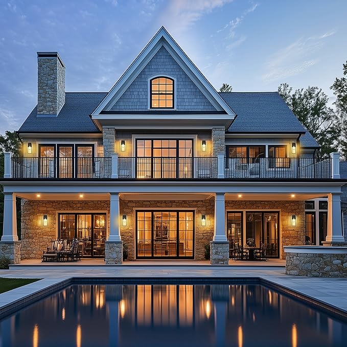 WIHTU 16in Outdoor Light Fixture Wall Mount, LED Exterior Lighting fixtures for Outside, Front Porch Lights, Waterproof Wall Sconce Lantern Lamp, Black Coach Lights for House, Patio, Garage, Doorway