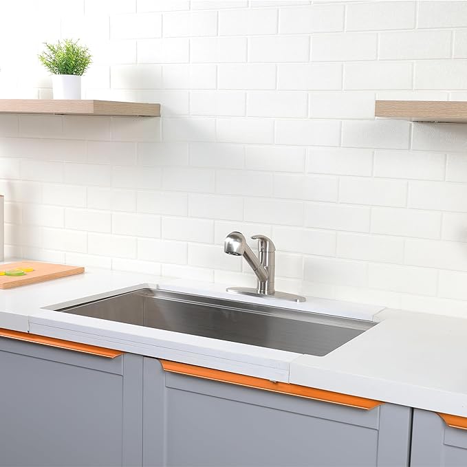 Comllen Commercial Pull Out Kitchen Faucet Brushed Nickel, Stainless Steel Single Handle Small Kitchen Sink Faucet, Single Hole Low Kitchen Faucets with Sprayer, Deck Plate