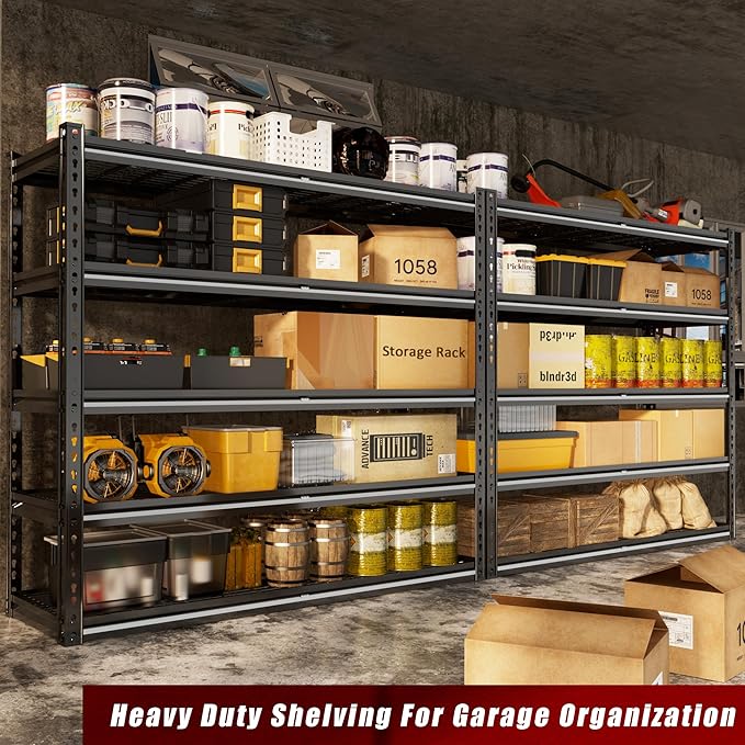 48" W Garage Shelving Heavy Duty,5-Tier Storage Shelves,3030LBS Adjustable Metal Shelving Units for Basement, Kitchen,Commercial,Warehouse,Pantry, 48" W x 72" H x 24" D