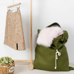 Linen Hanging Laundry Bag, Over The Door Laundry Hamper for Dirty Clothes, Drawstring Closure with Bottom Zipper, Army Green