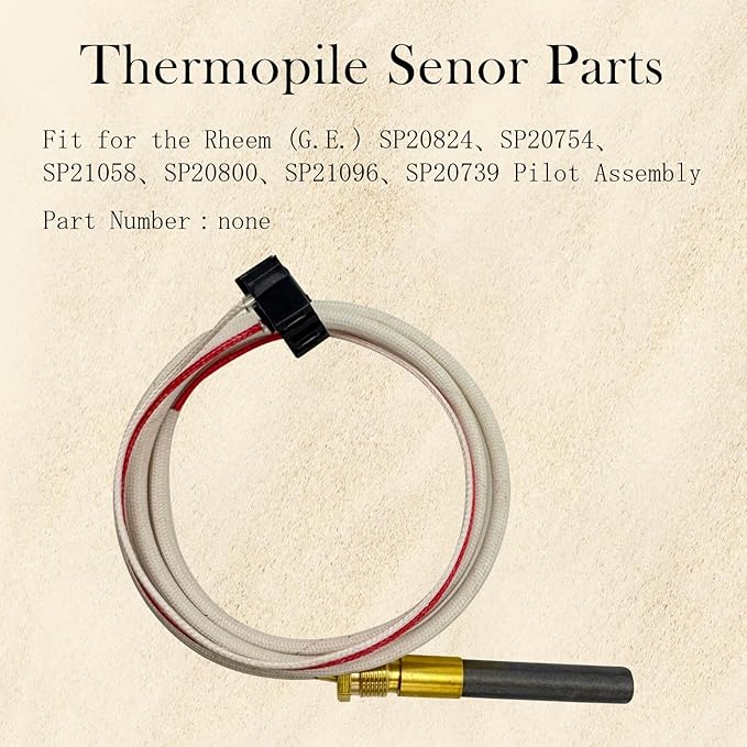 Natural LP Thermopile Senor Fit for Rheem Ruud and Richmond Water Heaters Parts Fit for Pilot Burner Assembly Kit SP20824 SP20754 SP21058 SP20800 SP21096 SP20739