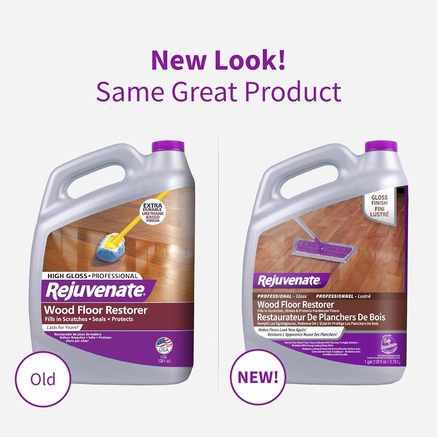 Rejuvenate Professional Wood Floor Restorer Fills Scratches, Shines And Protects Wood Flooring For A High Gloss Shine, 1 Gallon