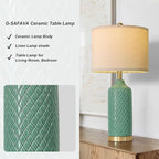 G-SAFAVA24.25 Modern Ceramic Green Table Lamps Set of 2 for Living Room, Farmhouse, Bedside, Bedroom, Side & End Tables Nightstand Light Home Office Desk Lamps Gifts