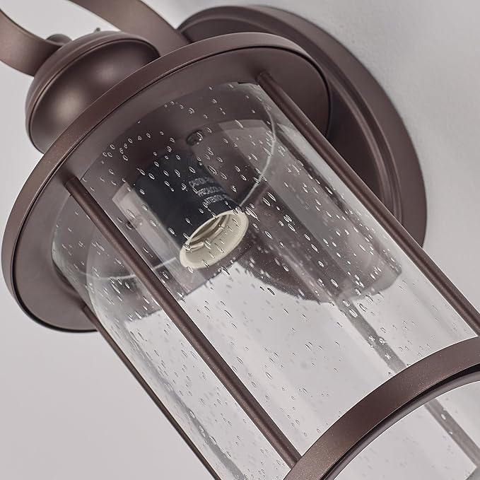 MICSIU Oil Rubbed Bronze Outdoor Wall Light Fixtures, Clear Seedy Glass Exterior Porch Sconces Wall Mounted Lighting, 13.75 Inch Exterior Light for House, Entryway, Doorway, Pathway