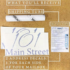 VWAQ Mailbox Decals Set of 2 - Insert Street Name & Address House Numbers For Outside Custom Lettering Personalized Address Labels Stickers - CMB7 (Reflective White, 12"W X 4"H)